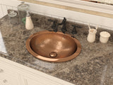 ANZZI BS-002 Seyhan 19 in. Handmade Drop-in Oval Bathroom Sink in Hammered Copper