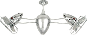 Matthews Fan AR-CR-MTL-DAMP Ar Ruthiane 360° dual headed rotational ceiling fan in polished chrome finish with metal blades for damp location.
