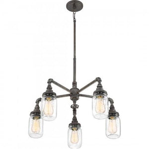 Quoizel SQR5005RK Squire 5 light chandelier rustic  blk Chandelier