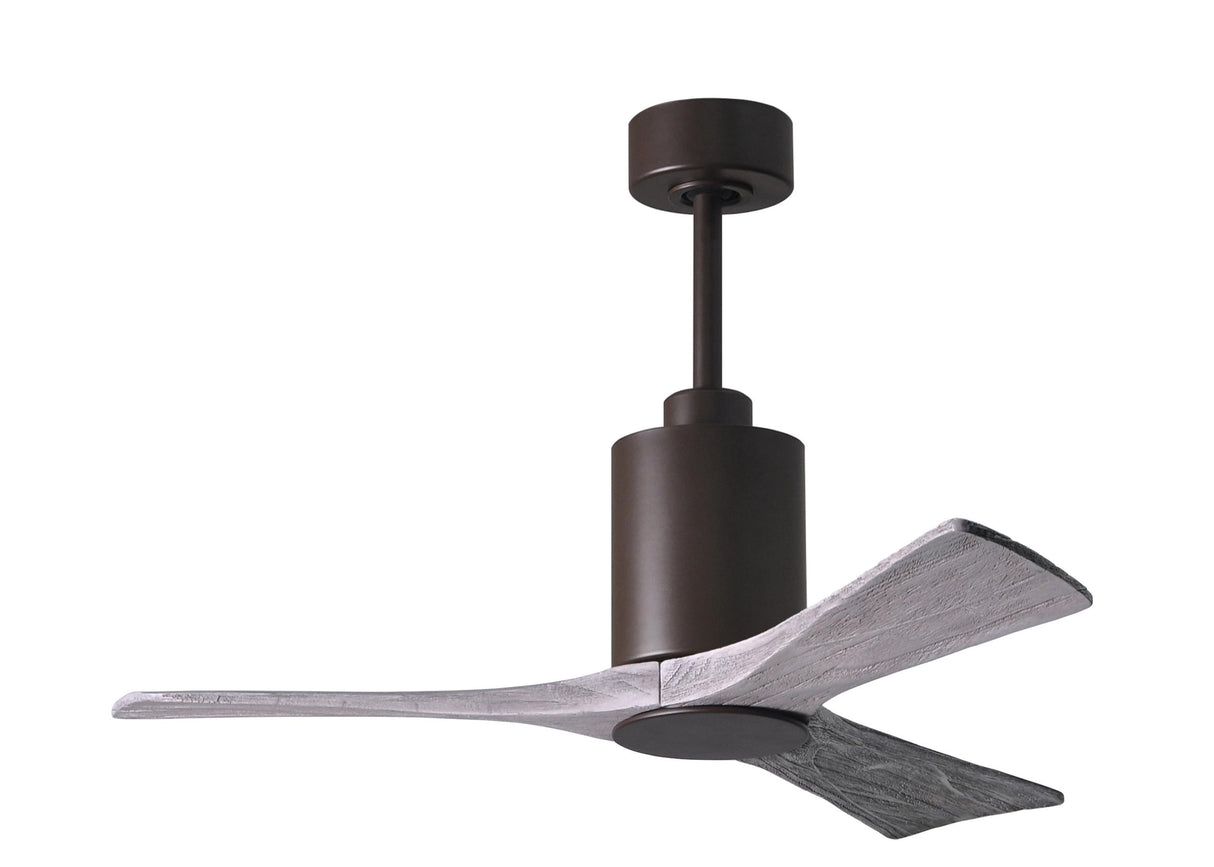 Matthews Fan PA3-TB-BW-42 Patricia-3 three-blade ceiling fan in Textured Bronze finish with 42” solid barn wood tone blades and dimmable LED light kit 