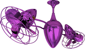 Matthews Fan AR-LTPURPLE-MTL Ar Ruthiane 360° dual headed rotational ceiling fan in Ametista (Purple) finish with metal blades.