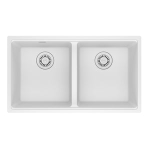 FRANKE MAG1201414-PWT Maris Undermount 31-in x 17.81-in Granite Double Bowl Kitchen Sink in Polar White In Polar White