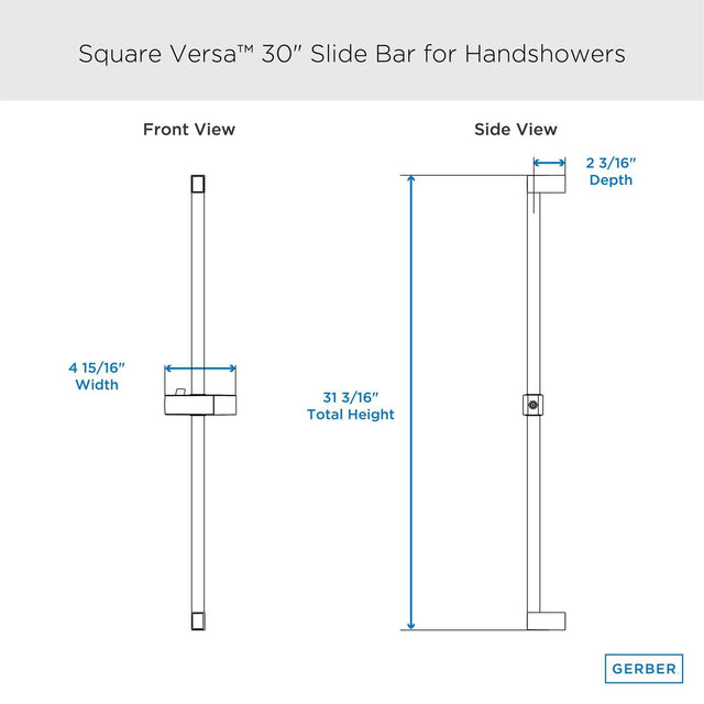 Gerber D461734BB Square Versa 30" Slide Bar - Brushed Bronze