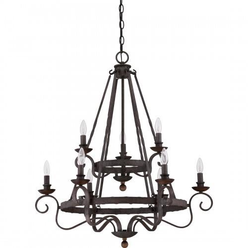 Quoizel NBE5009RK Noble Chandelier 9-light rustic black Chandelier