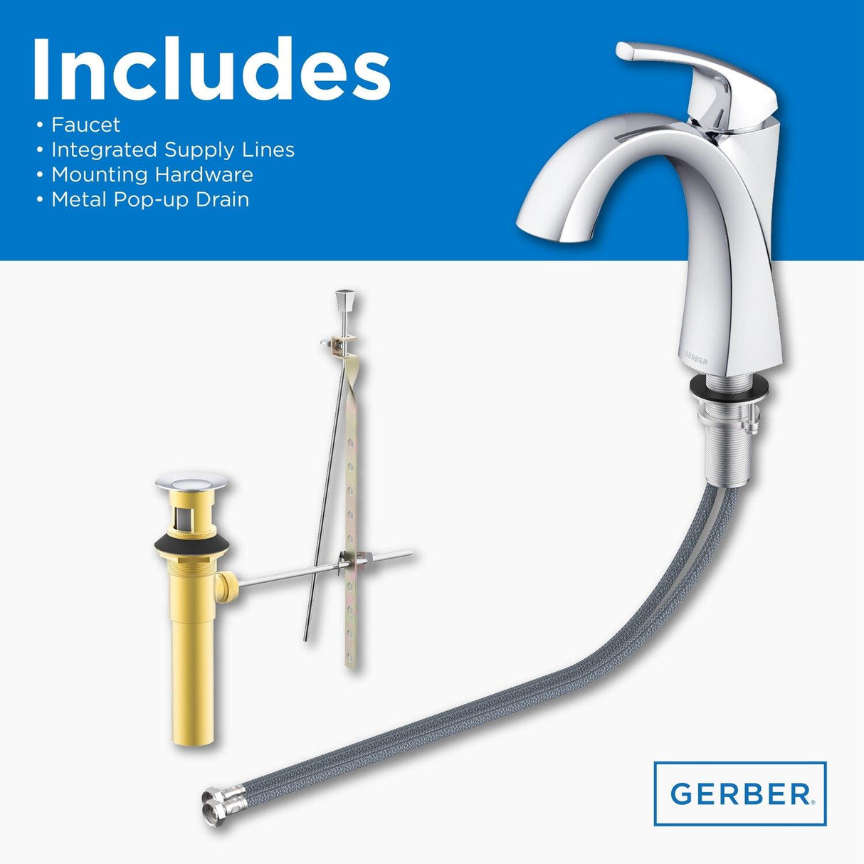 Gerber D225018 Chrome Vaughn Single Handle Lavatory Faucet