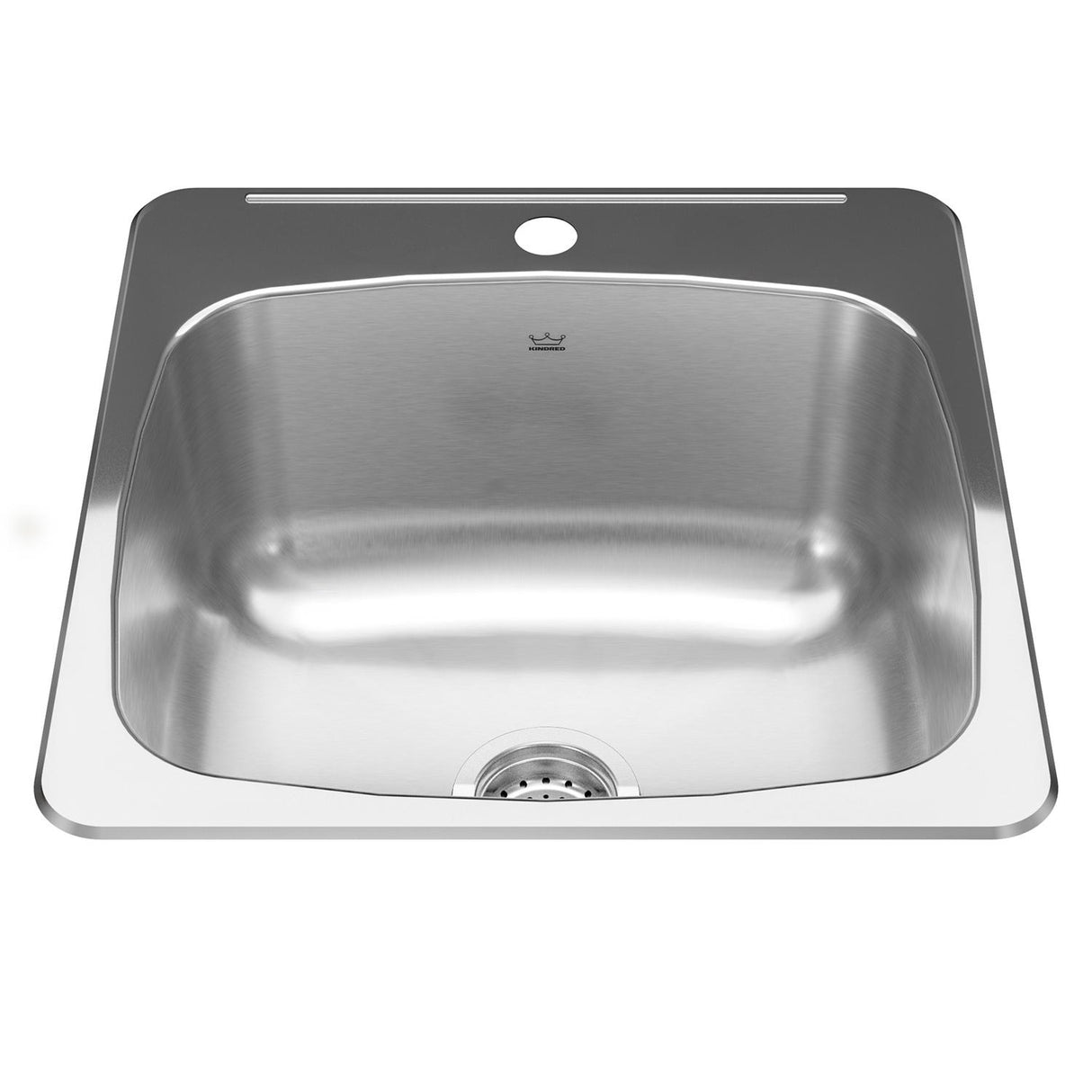 KINDRED RSL2020-10-1N Steel Queen 20.13-in LR x 20.56-in FB x 10-in DP Drop In Single Bowl 1-Hole Stainless Steel Laundry Sink In Linear Brushed Bowl with Mirror Finished Rim