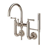 Tisbury Wall Mount 2-Handle Tub Filler with Hand Shower in Polished Nickel
