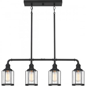 Quoizel LUD434EK Ludlow Linear chandelier 4 light earth black Island Light