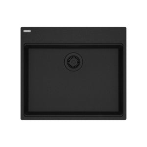FRANKE MAG61023ADA-ONY Maris Topmount 25-in x 22-in Granite ADA Single Bowl Kitchen Sink in Onyx In Onyx