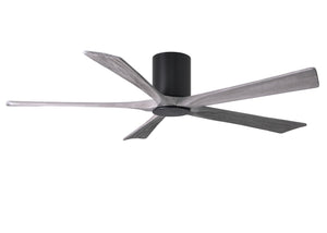 Matthews Fan IR5HLK-BK-BW-60 IR5HLK five-blade flush mount paddle fan in Matte Black finish with 60” solid barn wood tone blades and integrated LED light kit.