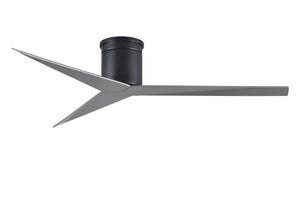 Matthews Fan EKH-BK-BN Eliza-H 3-blade ceiling mount paddle fan in Matte Black finish with brushed nickel ABS blades.