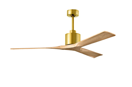 Matthews Fan NK-BRBR-LM-60 Nan 6-speed ceiling fan in Brushed Brass finish with 60” solid light maple tone wood blades