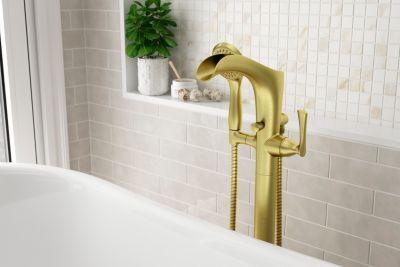 Pfister Brushed Gold Tub Filler With Hand Shower