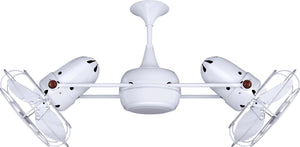 Matthews Fan DD-WH-MTL Duplo Dinamico 360” rotational dual head ceiling fan in Gloss White finish with metal blades.