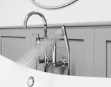 Tisbury Wall Mount 2-Handle Tub Filler with Hand Shower in Polished Chrome