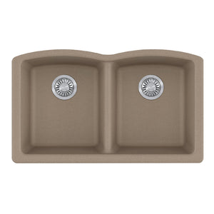 FRANKE ELG120OYS Ellipse 33.0-in. x 19.7-in. Oyster Granite Undermount Double Bowl Kitchen Sink - ELG120OYS In Oyster