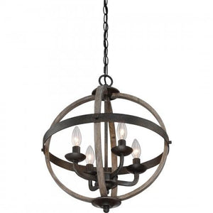 Quoizel FSN5204RK Fusion 4lts foyer  rustic black 16.5"d Pendant