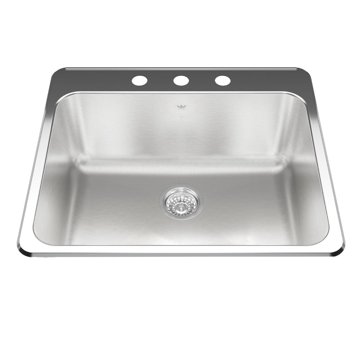 KINDRED QSLA2225-10-3N Utility Collection 25.25-in LR x 22-in FB x 10-in DP Drop In Single Bowl 3-Hole Stainless Steel Laundry Sink In Satin Finished Bowl with Mirror Finished Rim