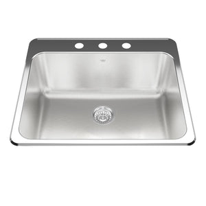 KINDRED QSLA2225-10-3N Utility Collection 25.25-in LR x 22-in FB x 10-in DP Drop In Single Bowl 3-Hole Stainless Steel Laundry Sink In Satin Finished Bowl with Mirror Finished Rim