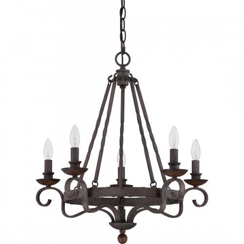 Quoizel NBE5005RK Noble Chandelier 5-light rustic black Chandelier