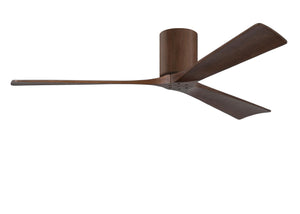Matthews Fan IR3H-WN-WA-60 Irene-3H three-blade flush mount paddle fan in Walnut finish with 60” solid walnut tone blades. 