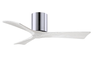 Matthews Fan IR3H-CR-MWH-42 Irene-3H three-blade flush mount paddle fan in Polished Chrome finish with 42” solid matte white wood blades.