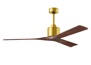 Matthews Fan NK-BRBR-WA-60 Nan 6-speed ceiling fan in Brushed Brass finish with 60” solid walnut tone wood blades
