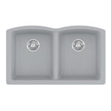 FRANKE ELG120SHG Ellipse 33.0-in. x 19.7-in. Stone Grey Granite Undermount Double Bowl Kitchen Sink - ELG120OSHG In Stone Grey