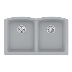 FRANKE ELG120SHG Ellipse 33.0-in. x 19.7-in. Stone Grey Granite Undermount Double Bowl Kitchen Sink - ELG120OSHG In Stone Grey
