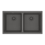 FRANKE MAG1201414-SHG Maris Undermount 31-in x 17.81-in Granite Double Bowl Kitchen Sink in Stone Grey In Stone Grey