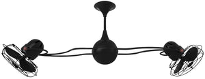 Matthews Fan IV-BK-MTL Italo Ventania 360° dual headed rotational ceiling fan in Matte Black finish with metal blades.