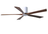 Matthews Fan IR5HLK-WH-WA-60 IR5HLK five-blade flush mount paddle fan in Gloss White finish with 60” solid walnut tone blades and integrated LED light kit.