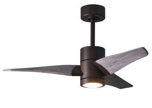 Matthews Fan SJ-TB-BW-42 Super Janet three-blade ceiling fan in Textured Bronze finish with 42” solid barn wood tone blades and dimmable LED light kit 