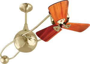 Matthews Fan B2K-PB-WD Brisa 360° counterweight rotational ceiling fan in Polished Brass finish with solid sustainable mahogany wood blades.