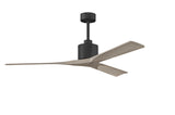 Matthews Fan NK-BK-GA-60 Nan 6-speed ceiling fan in Matte Black finish with 60” solid gray ash tone wood blades