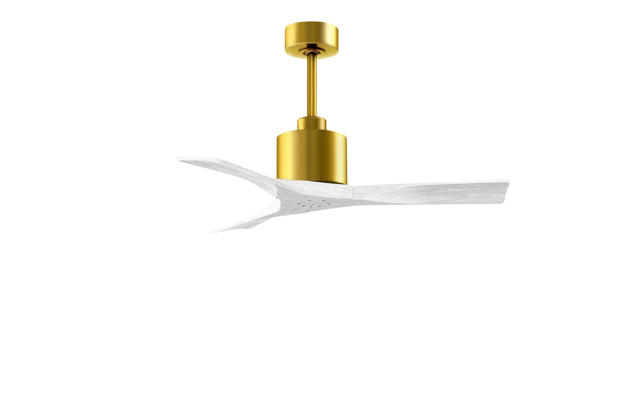 Matthews Fan NK-BRBR-MWH-42 Nan 6-speed ceiling fan in Brushed Brass finish with 42” solid matte white wood blades