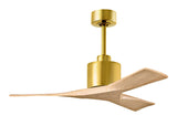 Matthews Fan NK-BRBR-LM-42 Nan 6-speed ceiling fan in Brushed Brass finish with 42” solid light maple tone wood blades