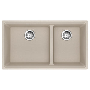 FRANKE MAG1601812LD-CHA-S Maris Undermount 33-in x 18.94-in Granite Double Bowl Kitchen Sink in Champagne In Champagne
