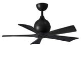 Matthews Fan IR5-BK-BK-42 Irene-5 five-blade paddle fan in Matte Black finish with 42" solid matte black wood blades.