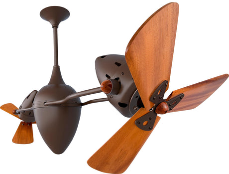 Matthews Fan AR-BZZT-WD Ar Ruthiane 360° dual headed rotational ceiling fan in bronzette finish with solid sustainable mahogany wood blades.