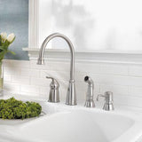 Avalon 1-Handle Kitchen Faucet with Side Spray & Soap Dispenser in Stainless Steel