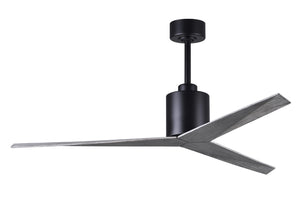 Matthews Fan EK-BK-BW Eliza 3-blade paddle fan in Matte Black finish with barn wood all-weather ABS blades. Optimized for wet locations.