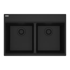 FRANKE MAG6201414-MBK Maris Topmount 31-in x 20.88-in Granite Double Bowl Kitchen Sink in Matte Black In Matte Black
