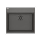 FRANKE MAG61023L-SHG Maris Dual Mount 25-in x 22-in Granite Dual Mount Single Bowl Laundry Sink in Stone Grey In Stone Grey