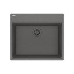 FRANKE MAG61023L-SHG Maris Dual Mount 25-in x 22-in Granite Dual Mount Single Bowl Laundry Sink in Stone Grey In Stone Grey