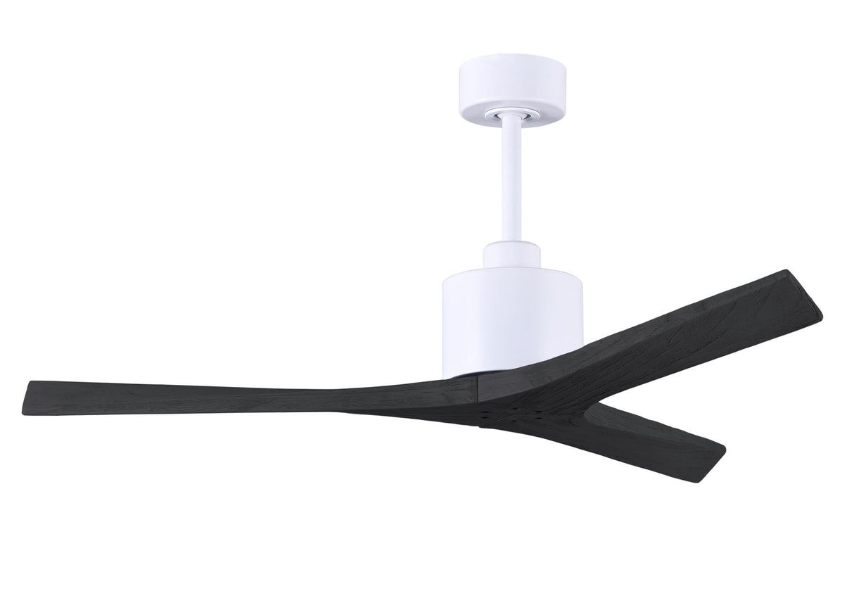 Matthews Fan MW-MWH-BK-52 Mollywood 6-speed contemporary ceiling fan in Matte White finish with 52” solid matte black wood blades