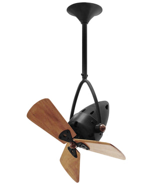 Matthews Fan JD-BK-WD Jarold Direcional ceiling fan in Matte Black finish with solid sustainable mahogany wood blades.
