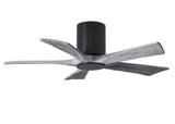 Matthews Fan IR5HLK-BK-BW-42 IR5HLK five-blade flush mount paddle fan in Matte Black finish with 42” solid barn wood tone blades and integrated LED light kit.