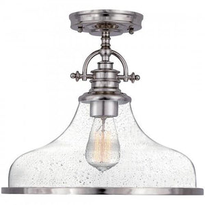 Quoizel GRTS1714BN Grant Semiflush mount 1 light brushed nickel Semi-Flush Mount