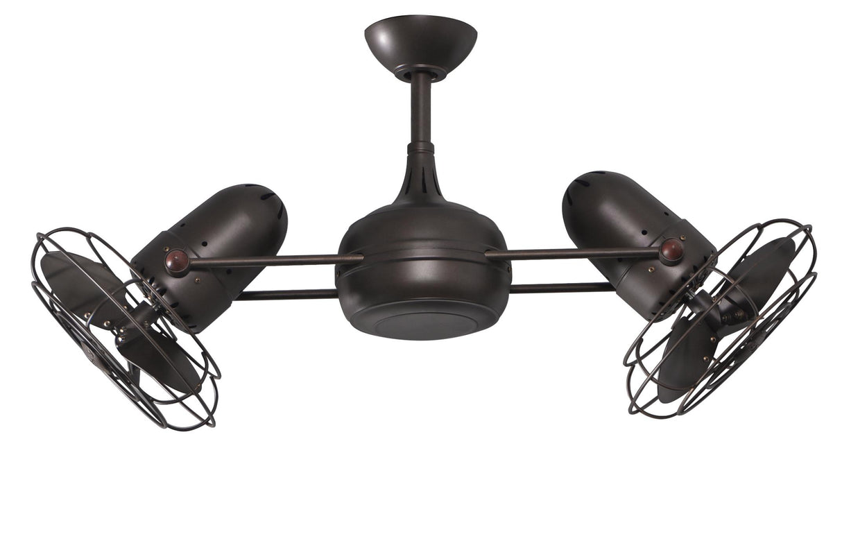 Matthews Fan DG-TB-MTL Dagny 360° double-headed rotational ceiling fan in Textured Bronze finish with metal blades.